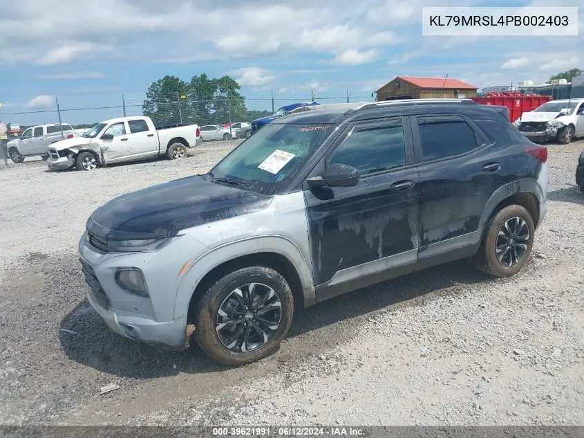 2023 Chevrolet Trailblazer Awd Lt VIN: KL79MRSL4PB002403 Lot: 39621991