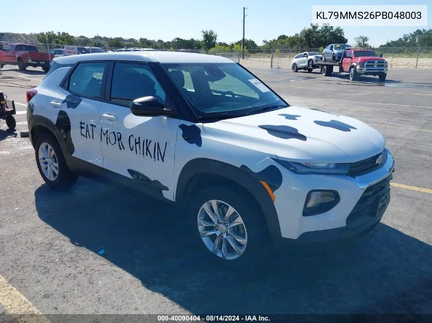 2023 Chevrolet Trailblazer Fwd Ls VIN: KL79MMS26PB048003 Lot: 40090404