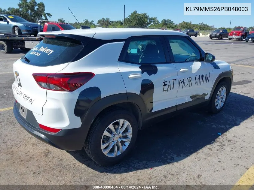 2023 Chevrolet Trailblazer Fwd Ls VIN: KL79MMS26PB048003 Lot: 40090404