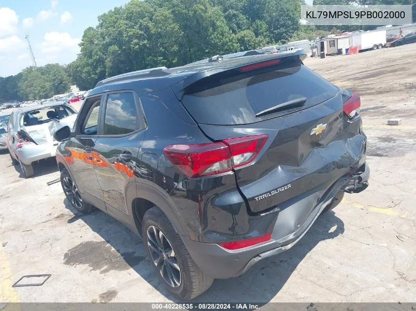 2023 Chevrolet Trailblazer Fwd Lt VIN: KL79MPSL9PB002000 Lot: 40228535