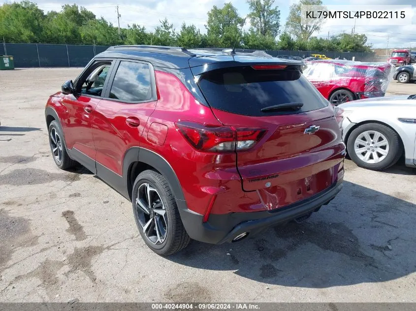 2023 Chevrolet Trailblazer Fwd Rs VIN: KL79MTSL4PB022115 Lot: 40244904