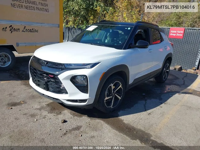 2023 Chevrolet Trailblazer Fwd Rs VIN: KL79MTSL7PB104016 Lot: 40701388