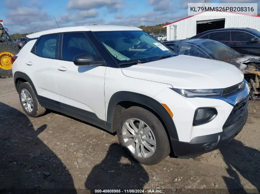 2023 Chevrolet Trailblazer Fwd Ls VIN: KL79MMS26PB208316 Lot: 40808985