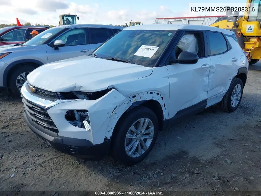 2023 Chevrolet Trailblazer Fwd Ls VIN: KL79MMS26PB208316 Lot: 40808985