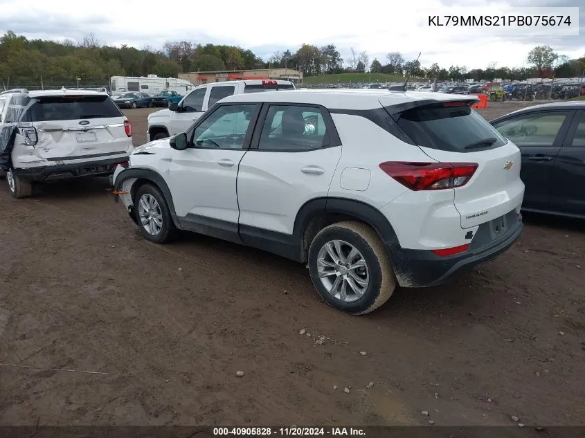 2023 Chevrolet Trailblazer Fwd Ls VIN: KL79MMS21PB075674 Lot: 40905828