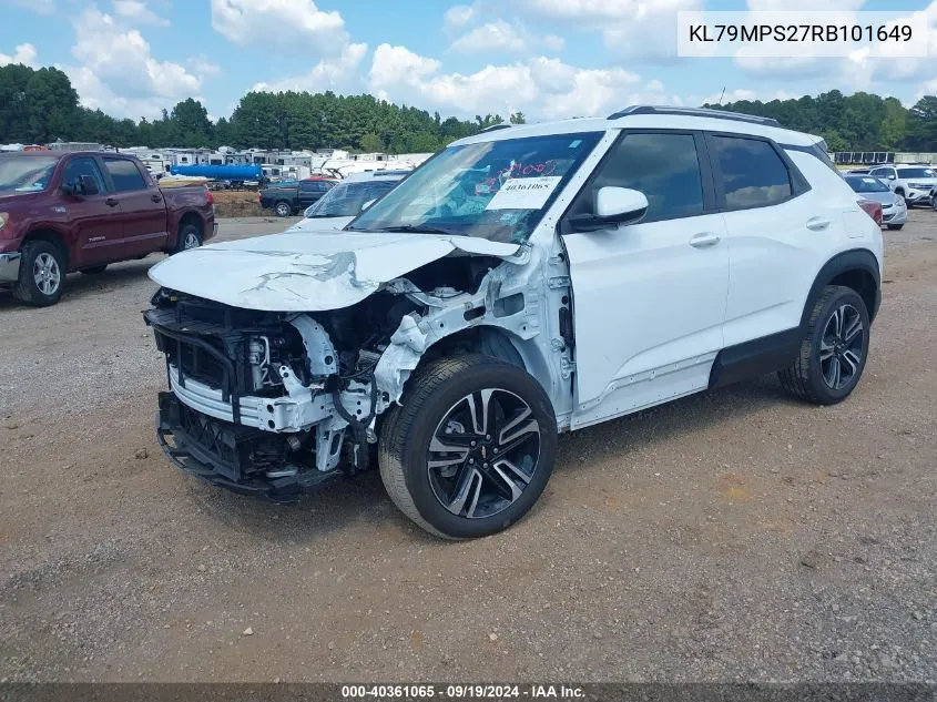 2024 Chevrolet Trailblazer Fwd Lt VIN: KL79MPS27RB101649 Lot: 40361065