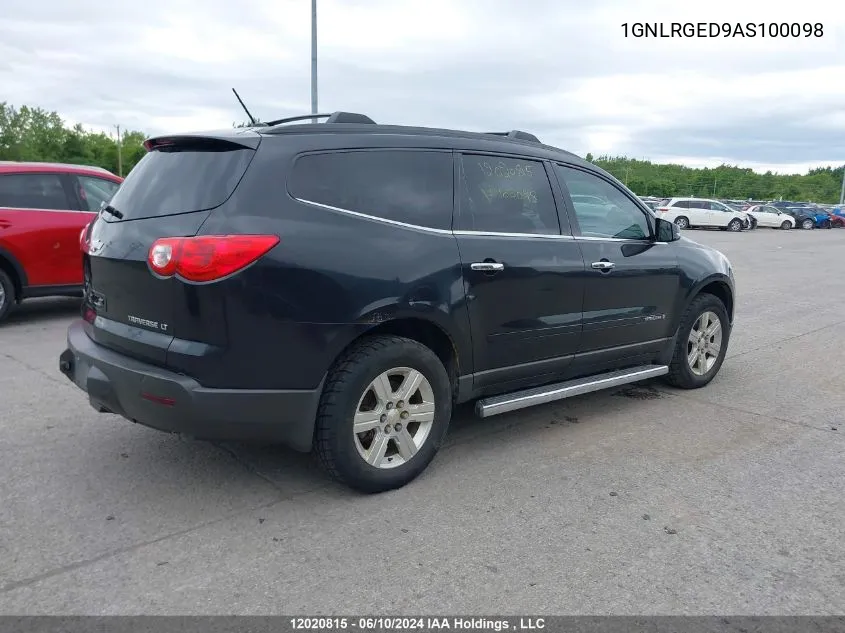 1GNLRGED9AS100098 2010 Chevrolet Traverse Lt