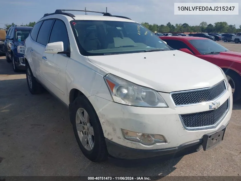 2010 Chevrolet Traverse Lt VIN: 1GNLVFED0AJ215247 Lot: 40751473