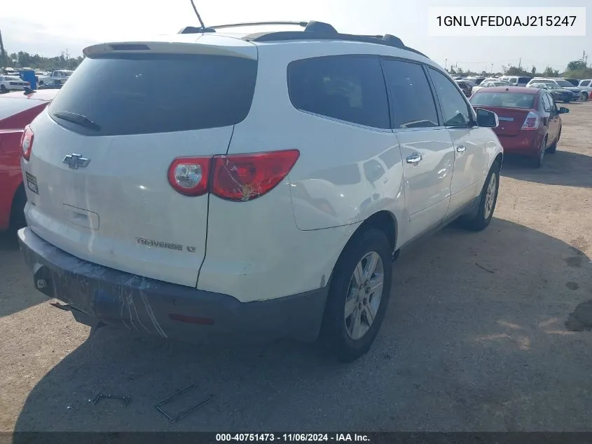 2010 Chevrolet Traverse Lt VIN: 1GNLVFED0AJ215247 Lot: 40751473