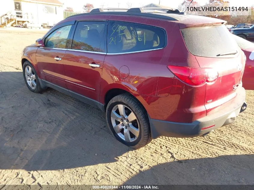 2010 Chevrolet Traverse Ltz VIN: 1GNLVHED6AS151494 Lot: 40825344