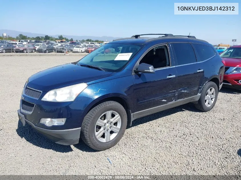 1GNKVJED3BJ142312 2011 Chevrolet Traverse 2Lt