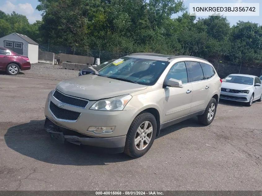 2011 Chevrolet Traverse 1Lt VIN: 1GNKRGED3BJ356742 Lot: 40015068