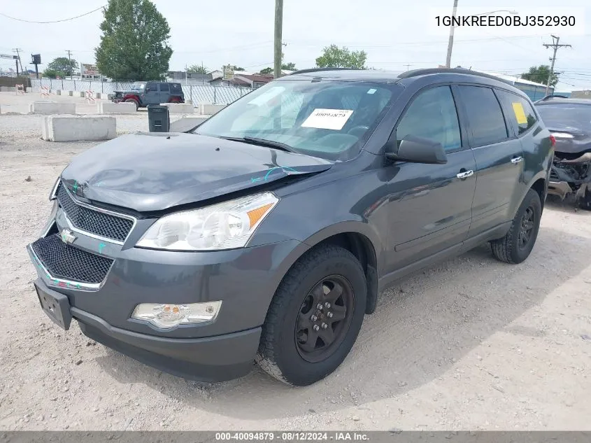 2011 Chevrolet Traverse Ls VIN: 1GNKREED0BJ352930 Lot: 40094879