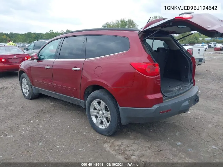 1GNKVJED9BJ194642 2011 Chevrolet Traverse 2Lt