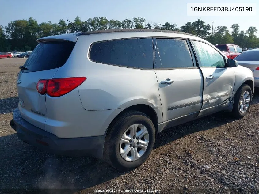 2011 Chevrolet Traverse Ls VIN: 1GNKRFED3BJ405190 Lot: 40154717