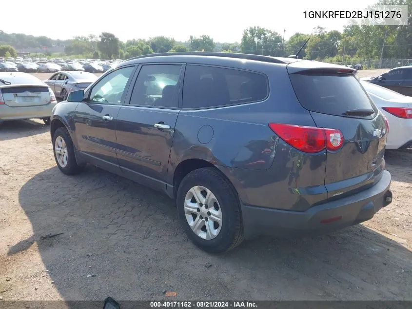 2011 Chevrolet Traverse Ls VIN: 1GNKRFED2BJ151276 Lot: 40171152