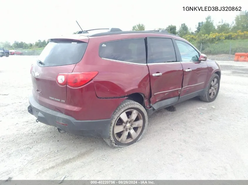 1GNKVLED3BJ320862 2011 Chevrolet Traverse Ltz