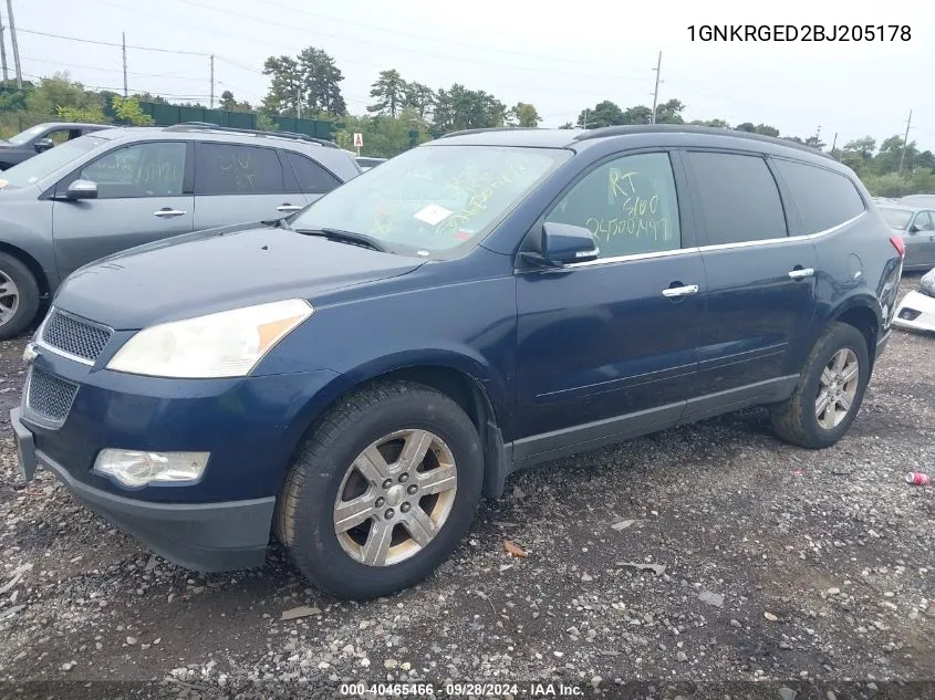 2011 Chevrolet Traverse 1Lt VIN: 1GNKRGED2BJ205178 Lot: 40465466