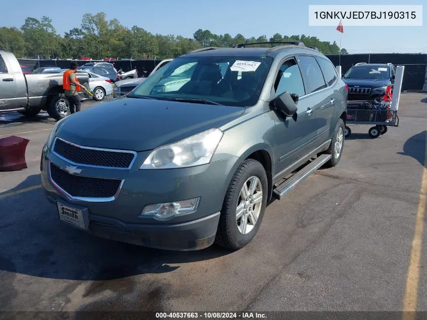 1GNKVJED7BJ190315 2011 Chevrolet Traverse 2Lt