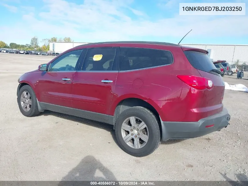 2011 Chevrolet Traverse Lt VIN: 1GNKRGED7BJ203250 Lot: 40556072