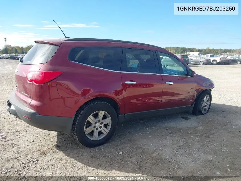 2011 Chevrolet Traverse Lt VIN: 1GNKRGED7BJ203250 Lot: 40556072