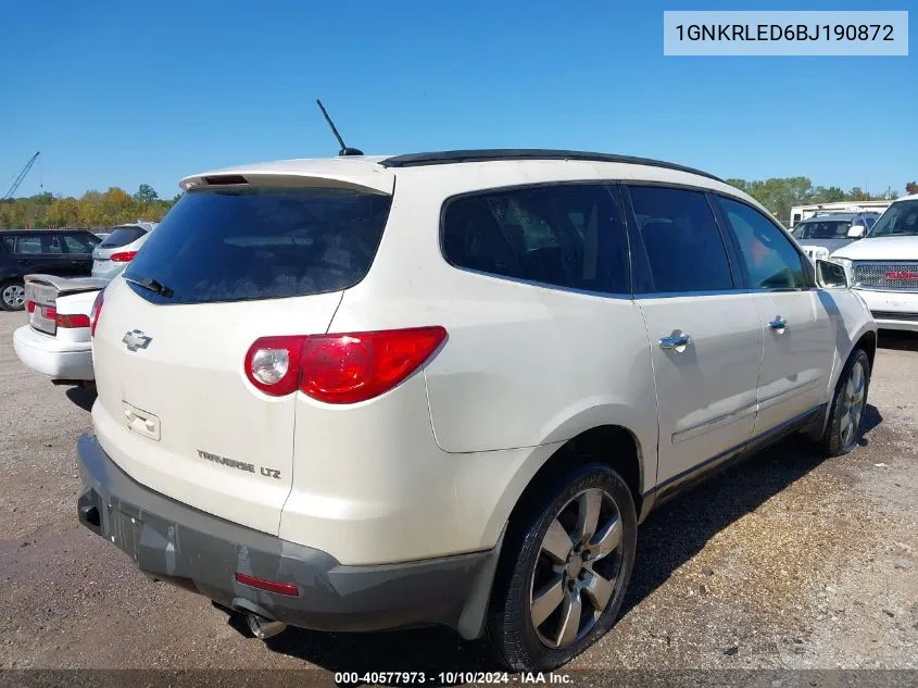 2011 Chevrolet Traverse Ltz VIN: 1GNKRLED6BJ190872 Lot: 40577973