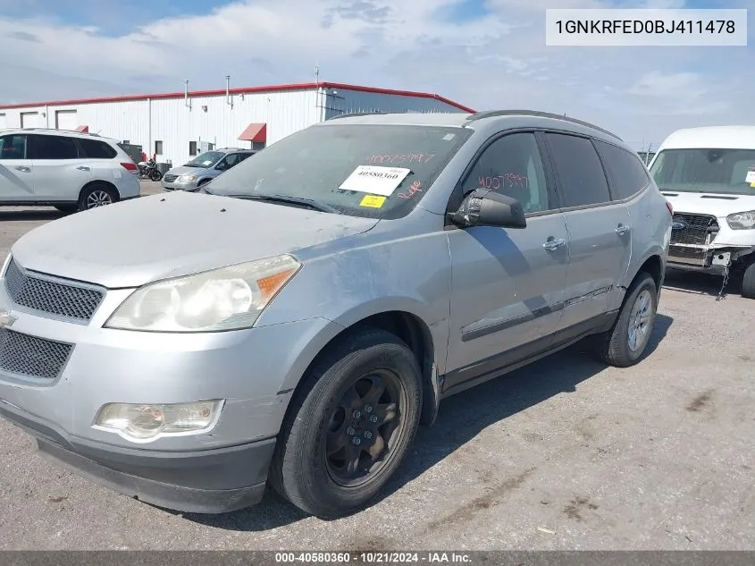 2011 Chevrolet Traverse VIN: 1GNKRFED0BJ411478 Lot: 40580360