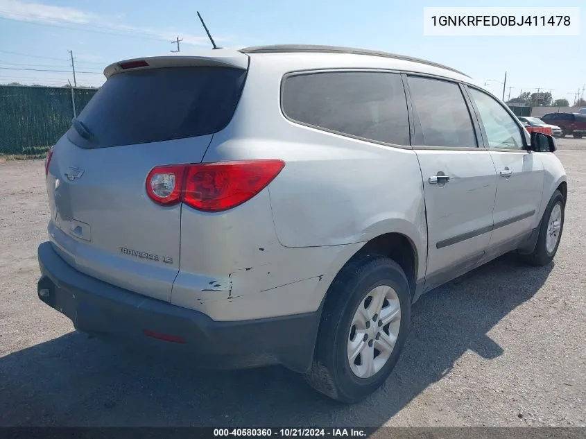 2011 Chevrolet Traverse VIN: 1GNKRFED0BJ411478 Lot: 40580360