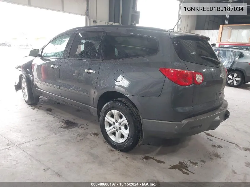 2011 Chevrolet Traverse Ls VIN: 1GNKREED1BJ187034 Lot: 40608197