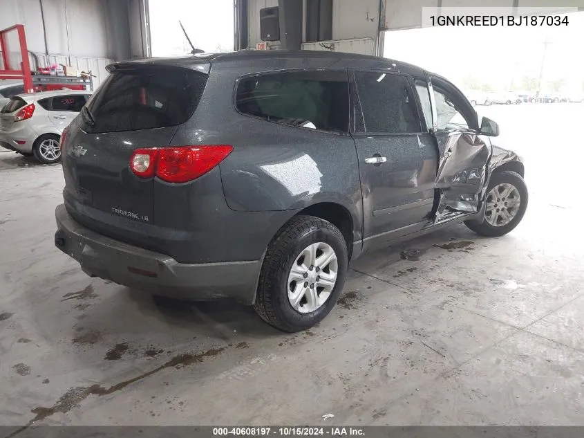 2011 Chevrolet Traverse Ls VIN: 1GNKREED1BJ187034 Lot: 40608197