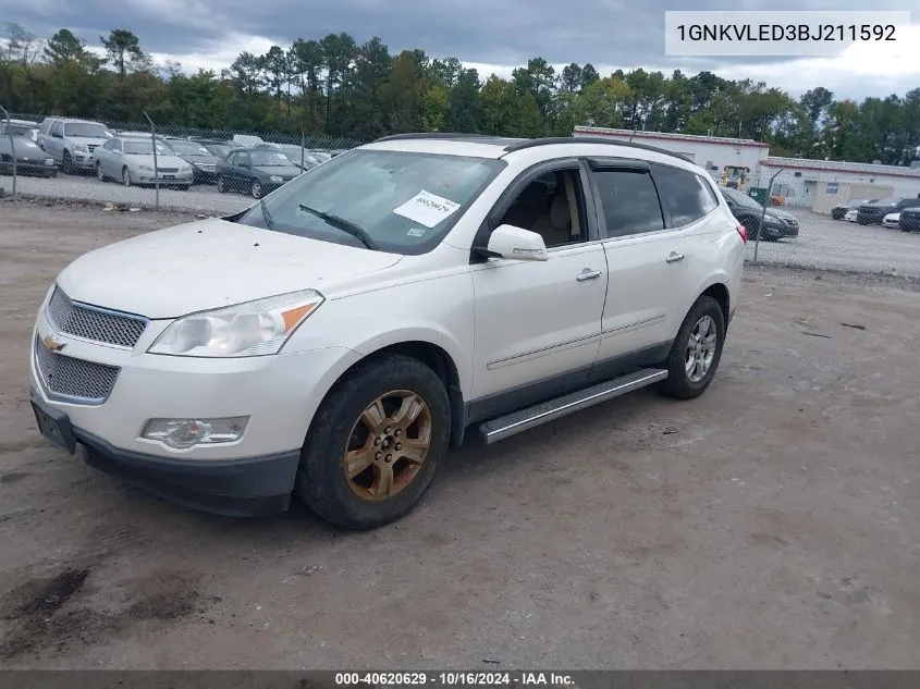 1GNKVLED3BJ211592 2011 Chevrolet Traverse Ltz