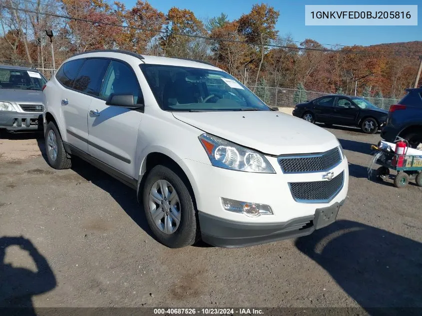 2011 Chevrolet Traverse Ls VIN: 1GNKVFED0BJ205816 Lot: 40687526