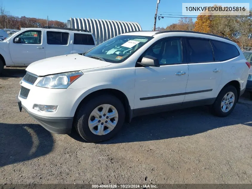 1GNKVFED0BJ205816 2011 Chevrolet Traverse Ls