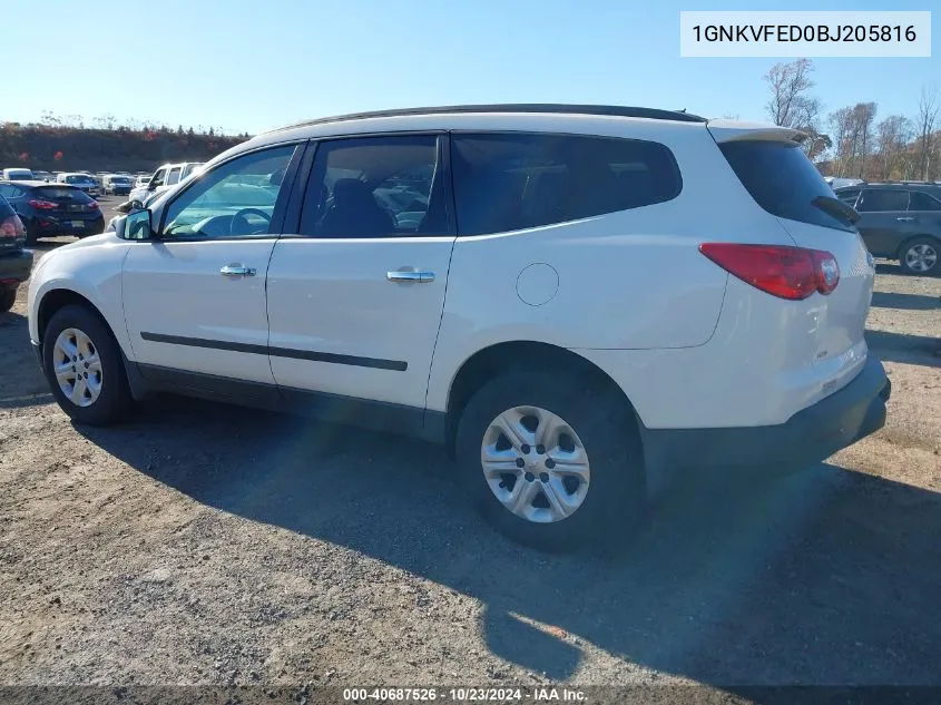 2011 Chevrolet Traverse Ls VIN: 1GNKVFED0BJ205816 Lot: 40687526