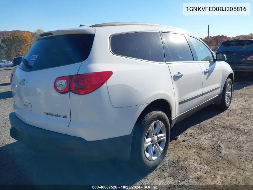 1GNKVFED0BJ205816 2011 Chevrolet Traverse Ls