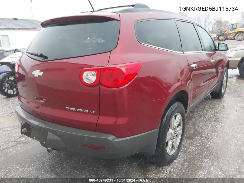 2011 Chevrolet Traverse 1Lt VIN: 1GNKRGED5BJ115734 Lot: 40749231