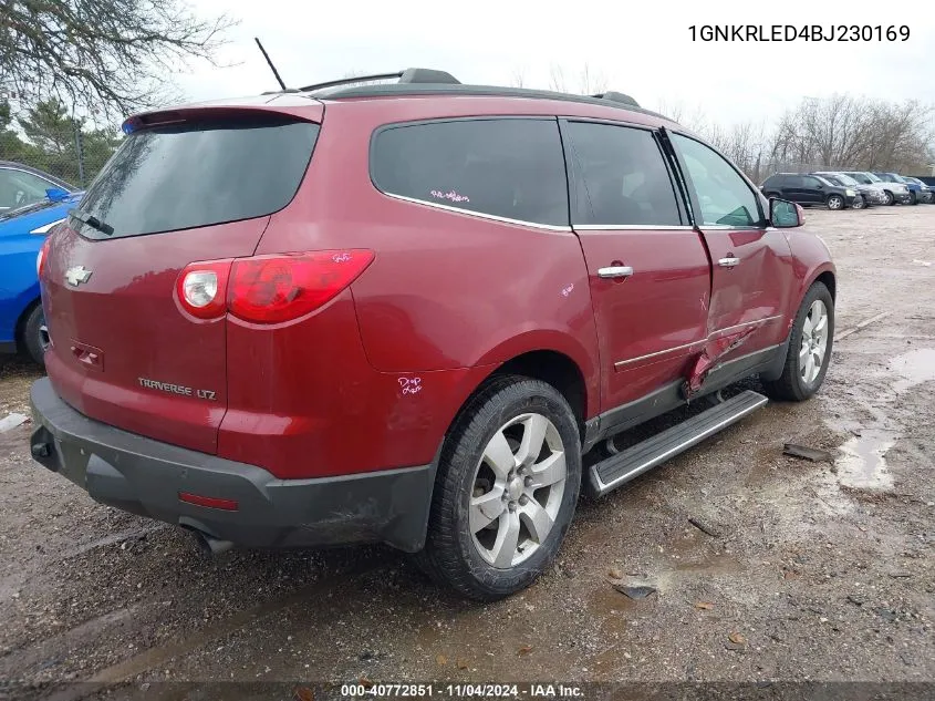 2011 Chevrolet Traverse Ltz VIN: 1GNKRLED4BJ230169 Lot: 40772851