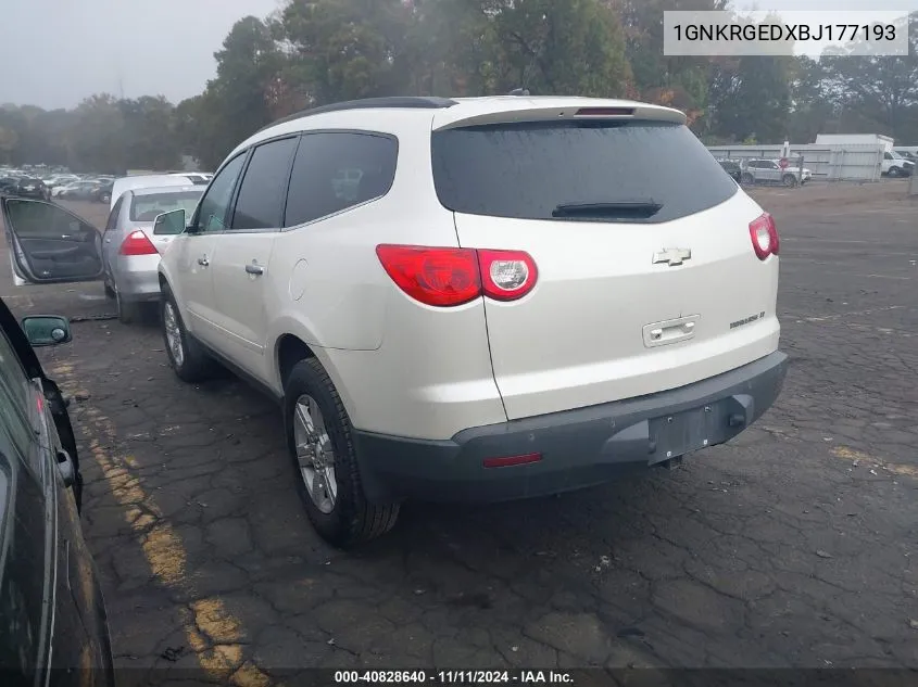 2011 Chevrolet Traverse 1Lt VIN: 1GNKRGEDXBJ177193 Lot: 40828640