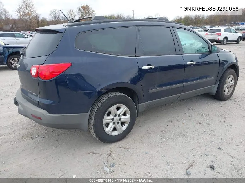 2011 Chevrolet Traverse Ls VIN: 1GNKRFED8BJ299058 Lot: 40870145