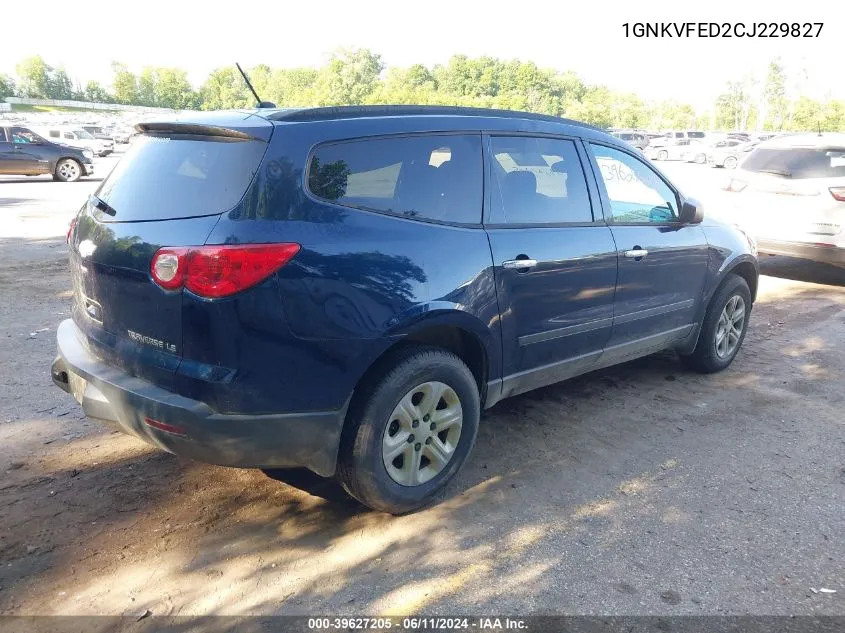 2012 Chevrolet Traverse Ls VIN: 1GNKVFED2CJ229827 Lot: 39627205