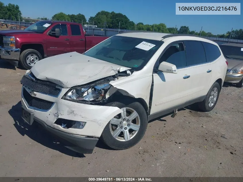 2012 Chevrolet Traverse 1Lt VIN: 1GNKVGED3CJ216476 Lot: 39649781