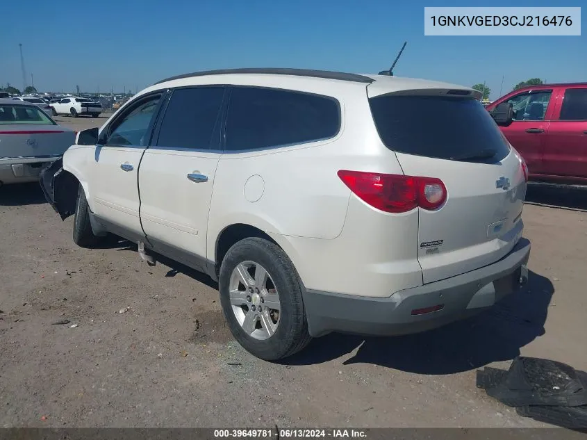 2012 Chevrolet Traverse 1Lt VIN: 1GNKVGED3CJ216476 Lot: 39649781