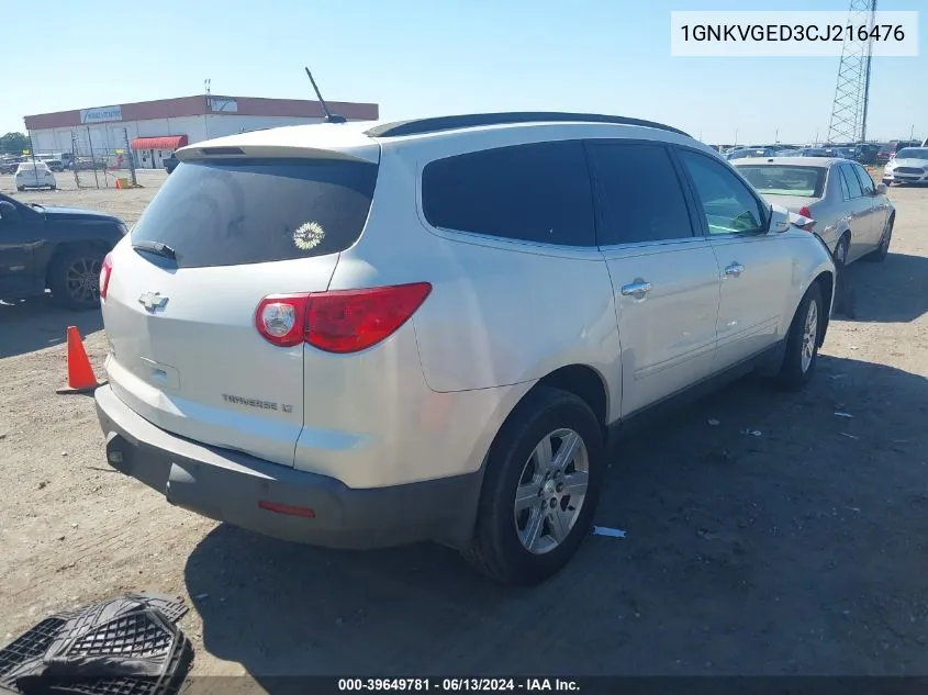 2012 Chevrolet Traverse 1Lt VIN: 1GNKVGED3CJ216476 Lot: 39649781