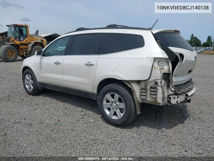 2012 Chevrolet Traverse 1Lt VIN: 1GNKVGED8CJ140138 Lot: 39665474