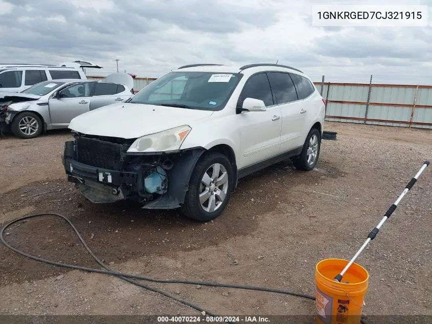 2012 Chevrolet Traverse 1Lt VIN: 1GNKRGED7CJ321915 Lot: 40070224