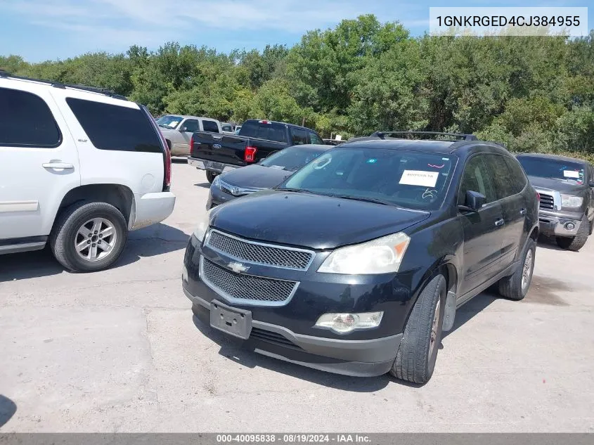 2012 Chevrolet Traverse 1Lt VIN: 1GNKRGED4CJ384955 Lot: 40095838