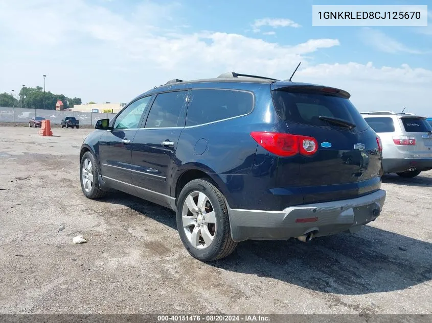 1GNKRLED8CJ125670 2012 Chevrolet Traverse Ltz