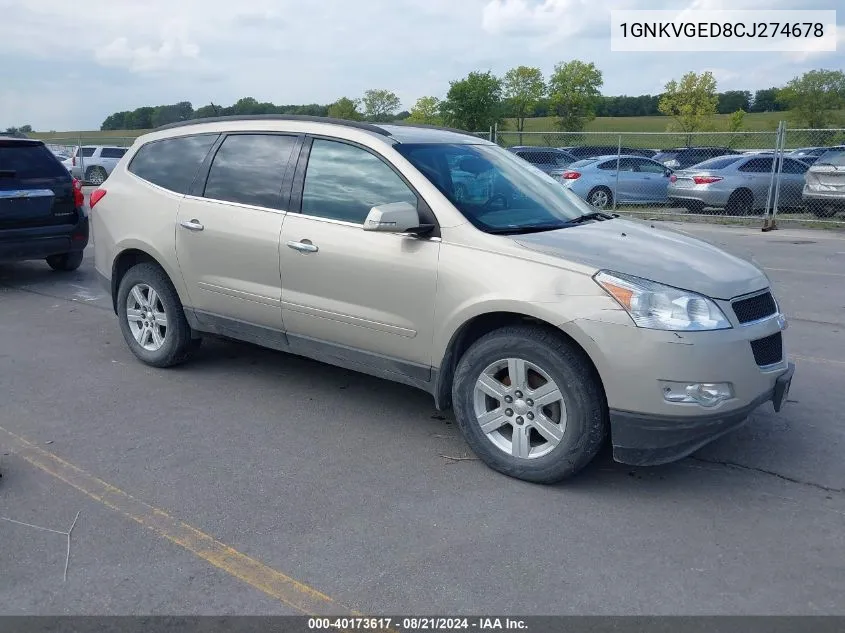 2012 Chevrolet Traverse 1Lt VIN: 1GNKVGED8CJ274678 Lot: 40173617