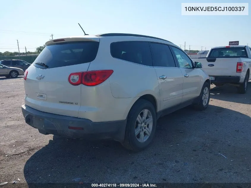 2012 Chevrolet Traverse 2Lt VIN: 1GNKVJED5CJ100337 Lot: 40274118