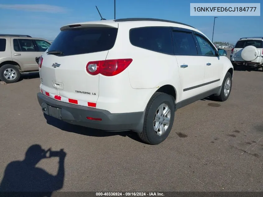 2012 Chevrolet Traverse Ls VIN: 1GNKVFED6CJ184777 Lot: 40336924